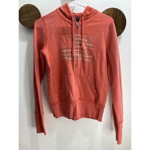 Ralph Lauren Polo‎ Jeans Co Small Coral Zip Front Hoodie Flag Americana USA